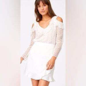 CLUB MONACO Silk eyelet cold shoulder top